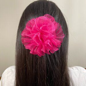 Pink Medium Handmade Hair Bow With Clip. 5"x 3.5" bow